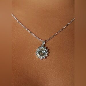 L Cutie Alert Necklace – Silver Crystal Halo Pendant